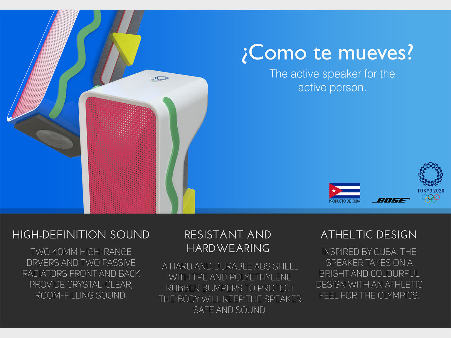 Bluetooth speaker, promotional item for the Cuban team to the Olympics at Tokyo 2020