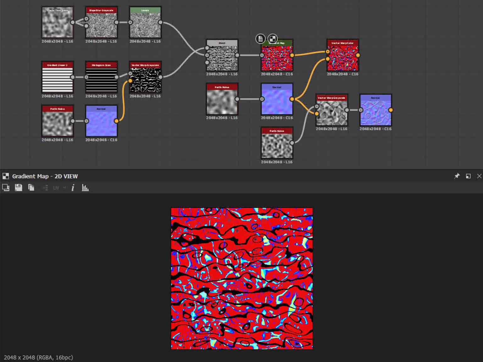 Screenshot of Adobe Substance Designer. It's difficult to learn and difficult to get out of it what I had in mind