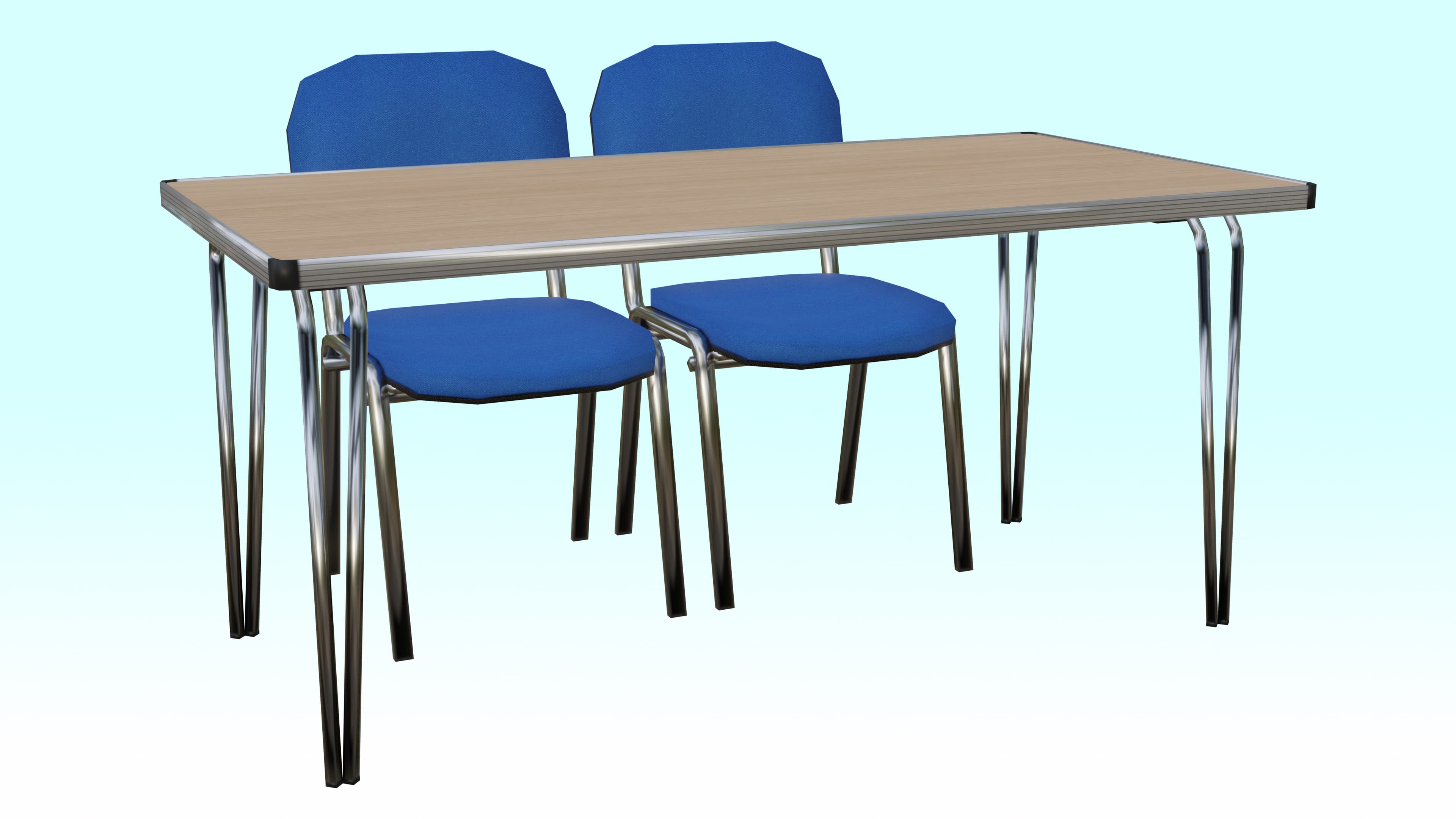 Village hall chairs, with folding table